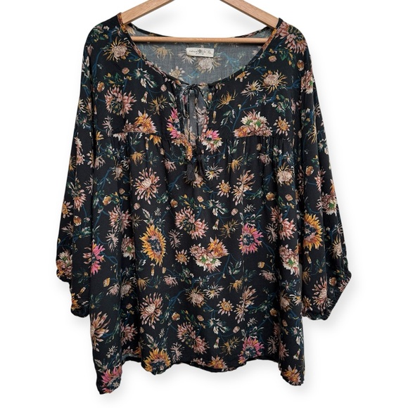 Natural Life Maribel Peasant Boho Floral Blouse - Picture 1 of 14